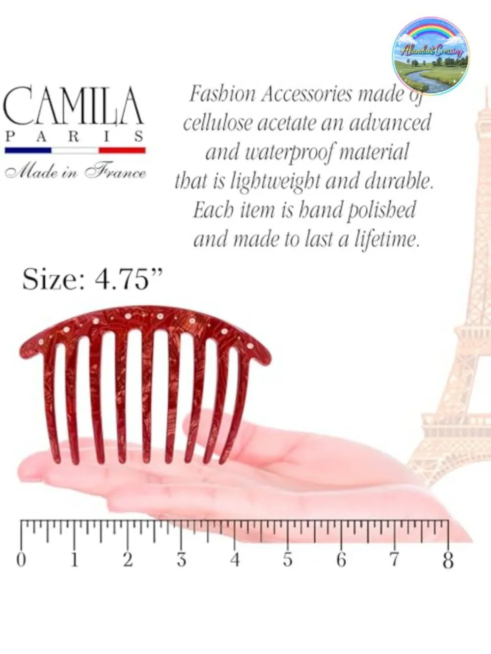 French Hair Side Comb Large 9 Prong Cellulose Acetate Hair Clip for Women Bun